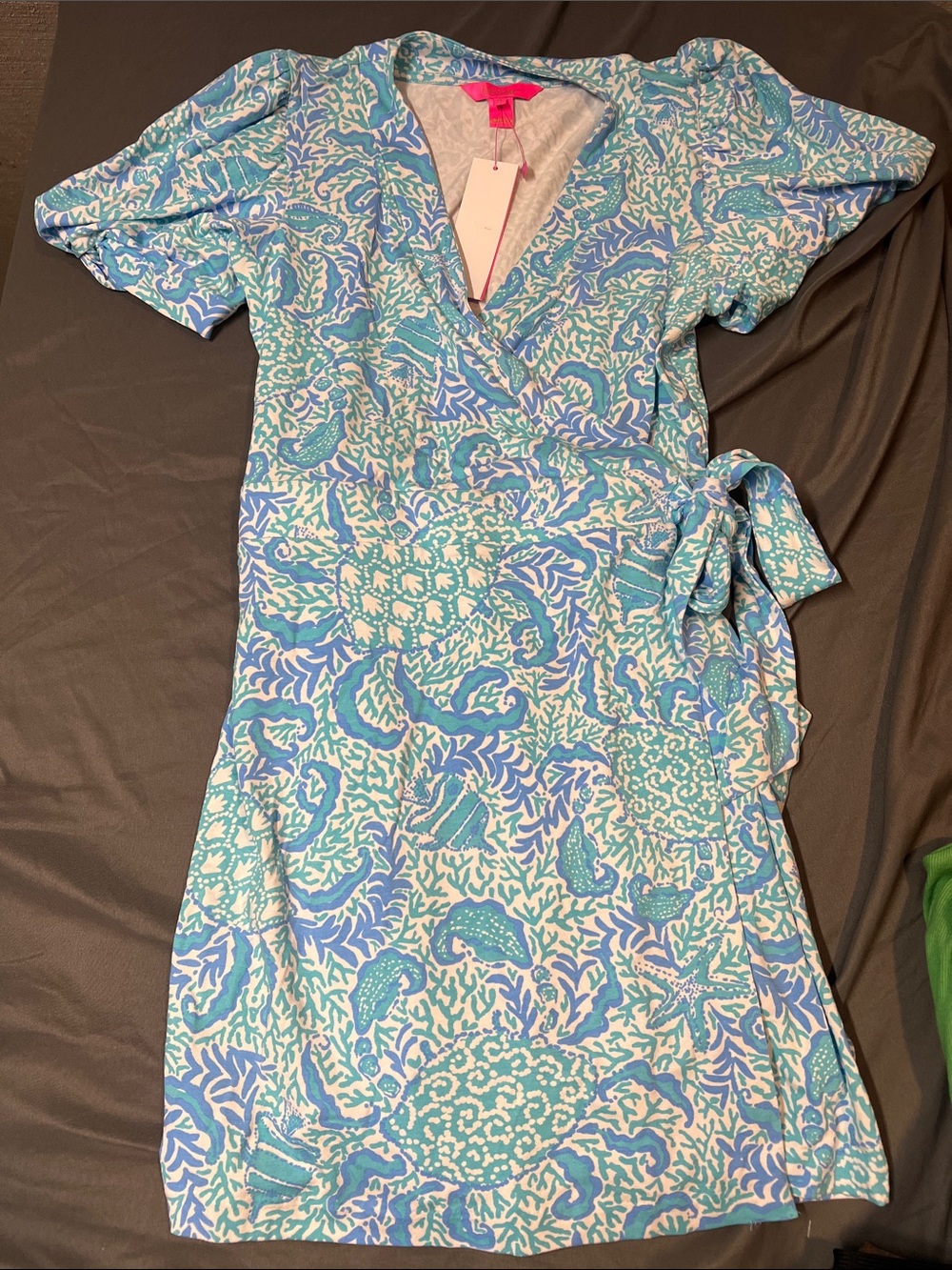 Lilly Pulitzer Light Blue & White Wrap Romper - Picture 2 of 5